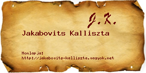 Jakabovits Kalliszta névjegykártya